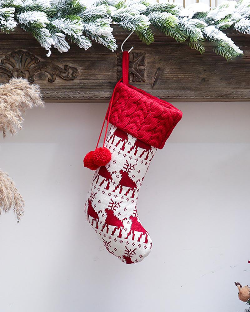 

Knitted Christmas Stockings Xmas Tree Hanging Candy Gift Bag Festival Holiday Decor Ornaments, Style3