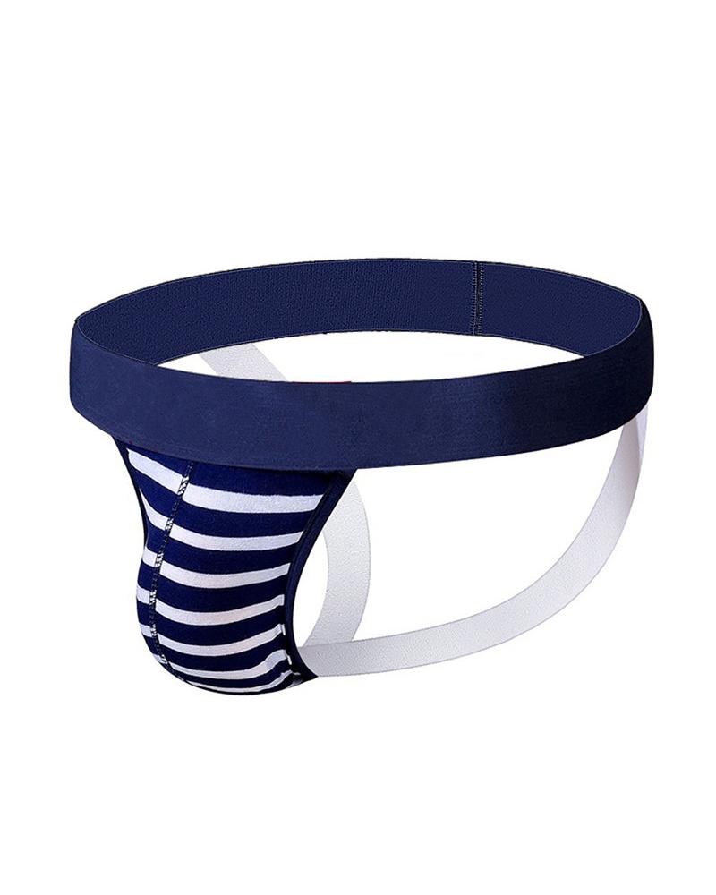 

Striped Slim High Elastic T-string Panties Underwear, Blue