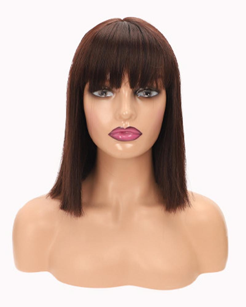 

12Inch Short Straight Hair Wig Natural Looking Synthetic Bob Wigs With Bangs, Style8