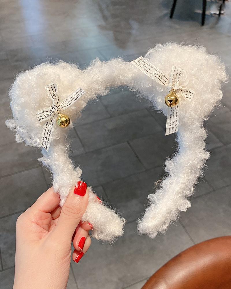 

Fluffy Ear Design Headband, White