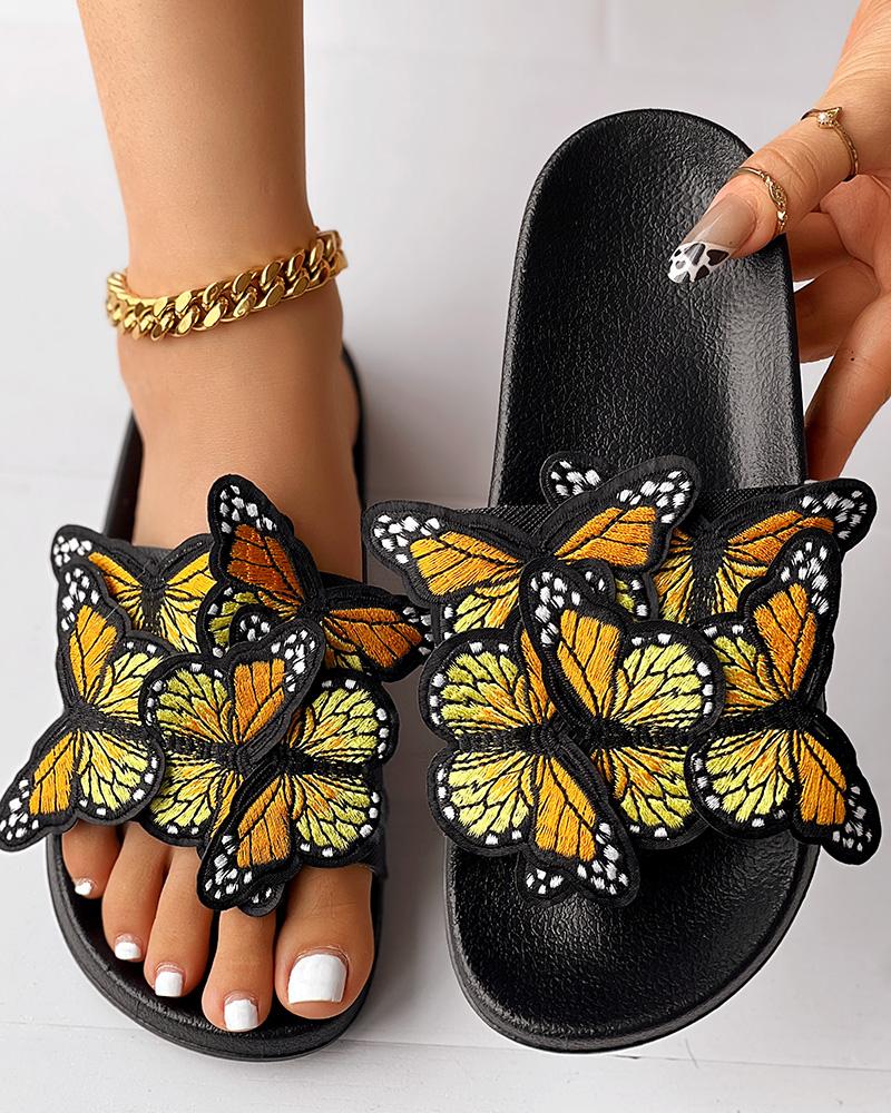 Embroidery Butterfly Slippers Fashionable Summer Sandals