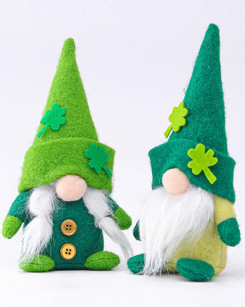 

St.Patrick's Day Gnome Decorations Green Hat Doll Faceless Lucky Clover Ornament, Style2