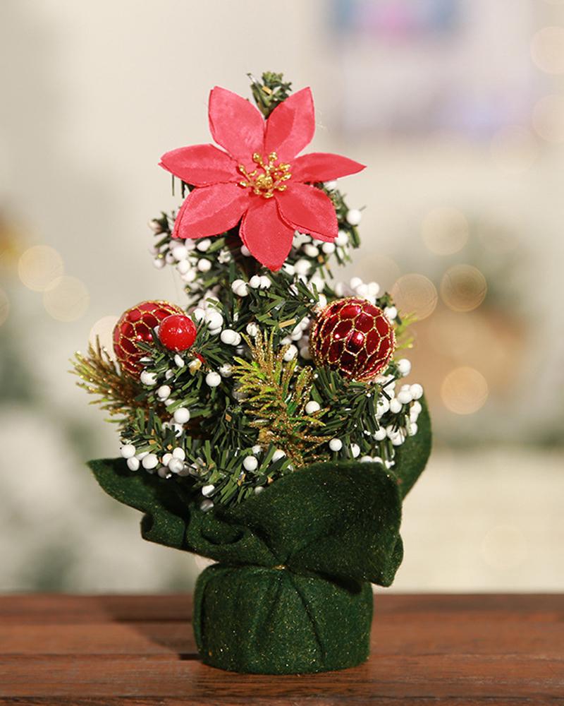 

1pc Mini Christmas Tree Tabletop Christmas Tree With Christmas Ball Ornament Table Decoration, Style6