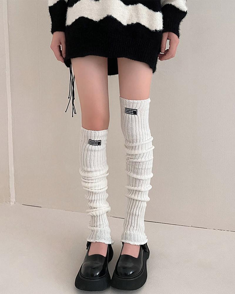 

1Pair Thigh High Knit Leg Warmers Winter Warm Long Boot Socks, White