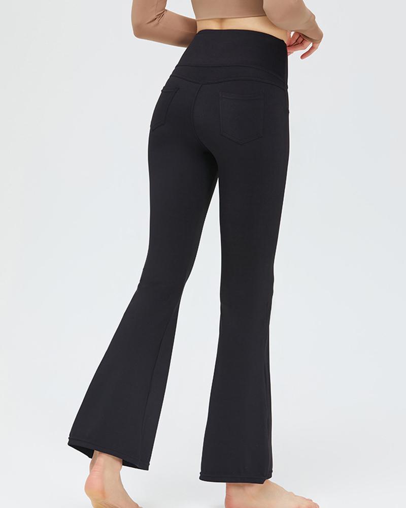 

High Waist Butt Lifting Bootcut Pants, Black