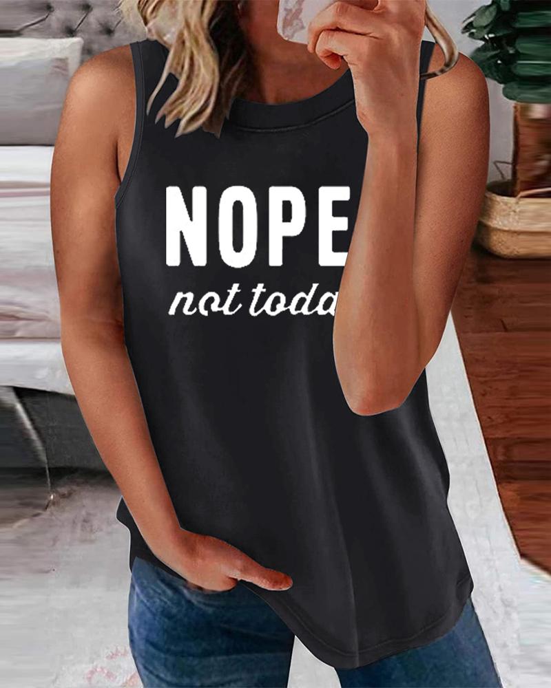 

Letter Print Casual Tank Top, Black