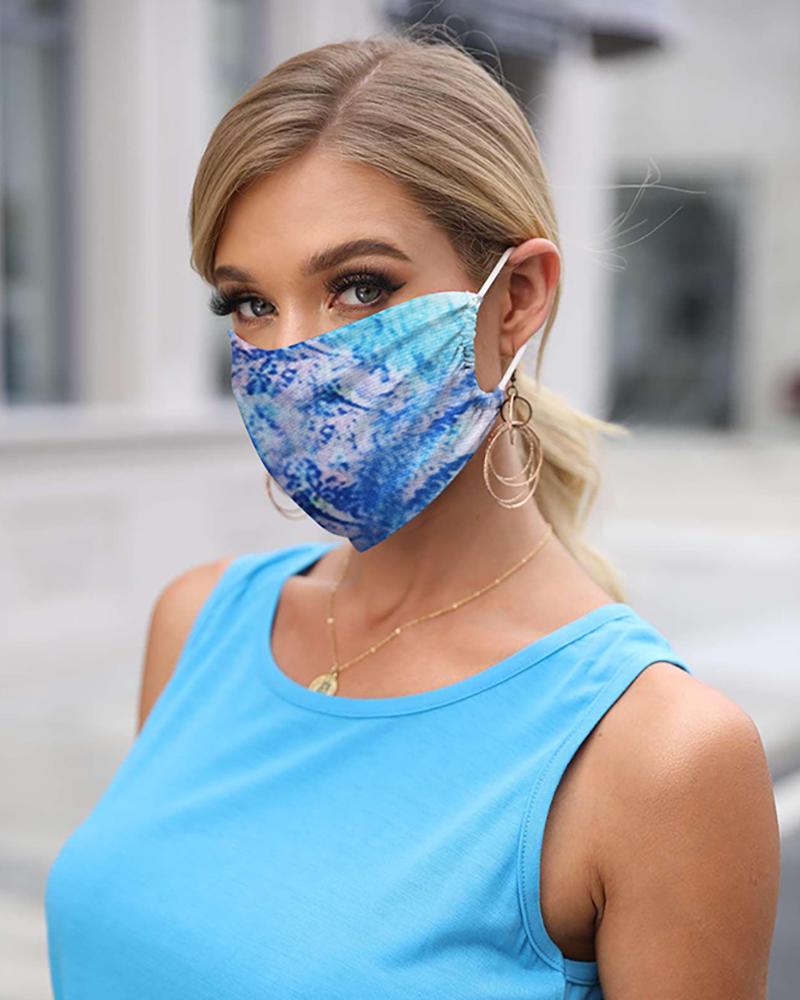 

Tie Dye Print Breathable Mouth M .a. s. k Washable And Reusable, Blue