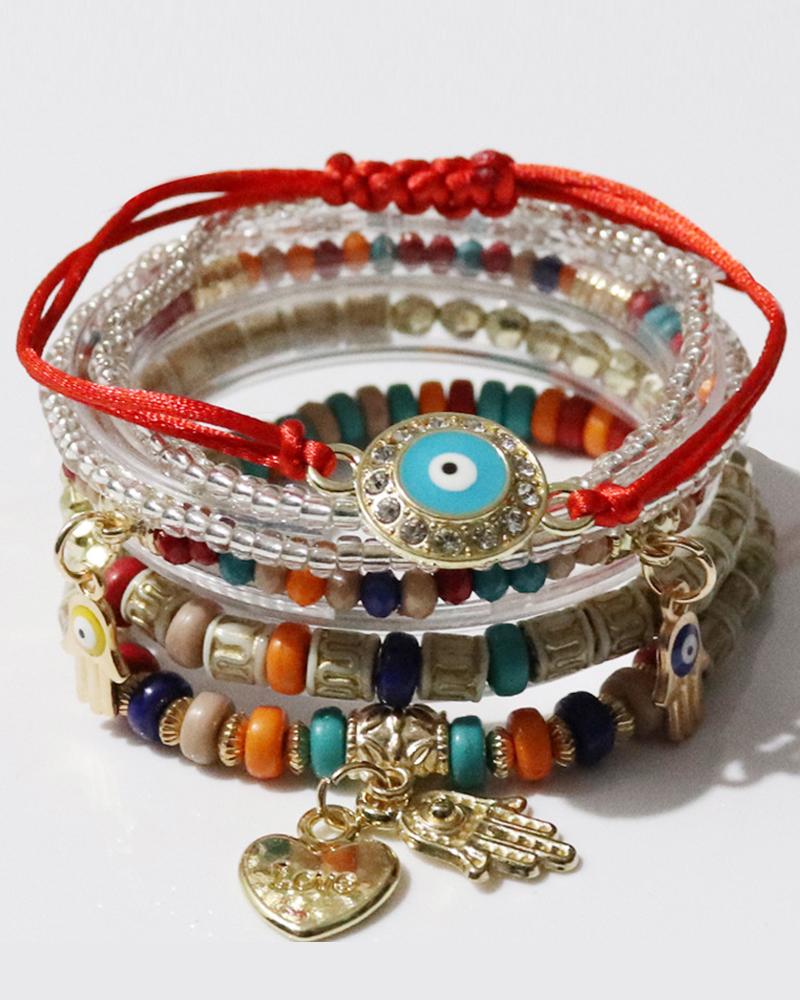 1pcs Blue Eye Beaded Bohemian Trendy Multi-layer Bracelet