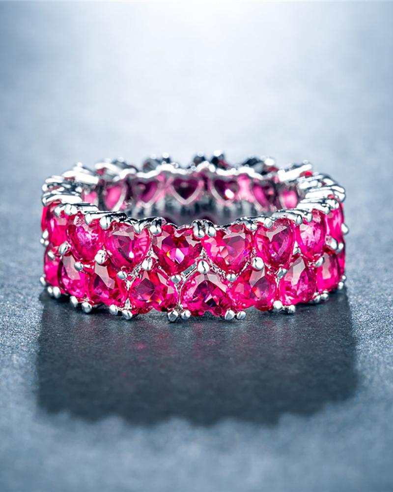 

Heart Pattern Studded Ring, Hot pink