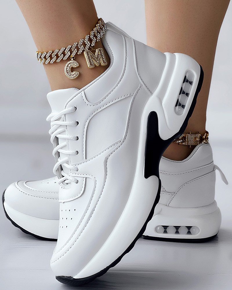 

Breathable Lace-up Sports Sneakers, White