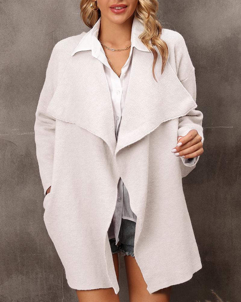 

Open Front Long Sleeve Knit Cardigan, Apricot