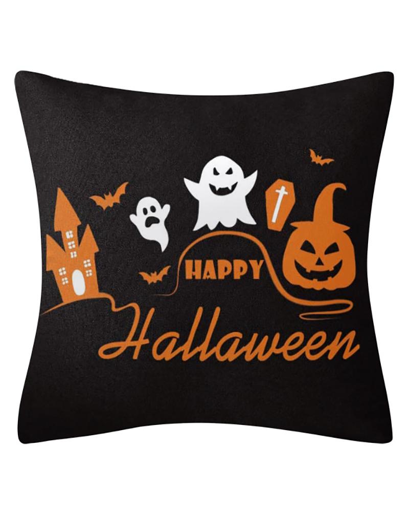 

Halloween Pillow Case Orange and Black Pillow Cover Happy Halloween Sofa Bed Throw Cushion Cover Decoration, Style4
