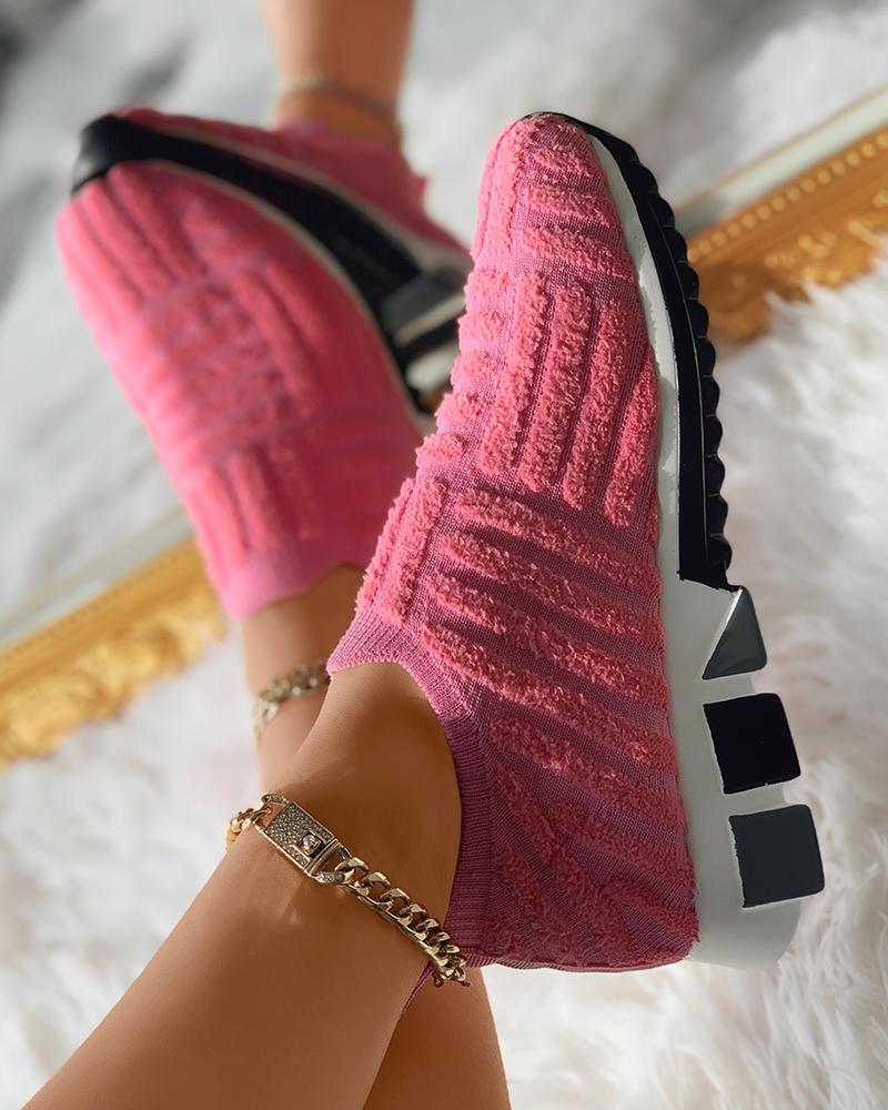 

Fluffy Patch Slip On Sneaker, Pink