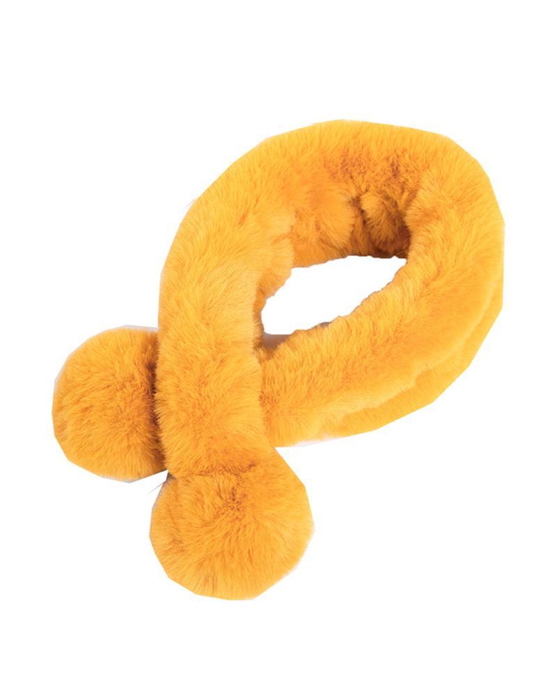 

1pc Warm Soft Fuzzy Wrap Around Loophole Scarf, Yellow