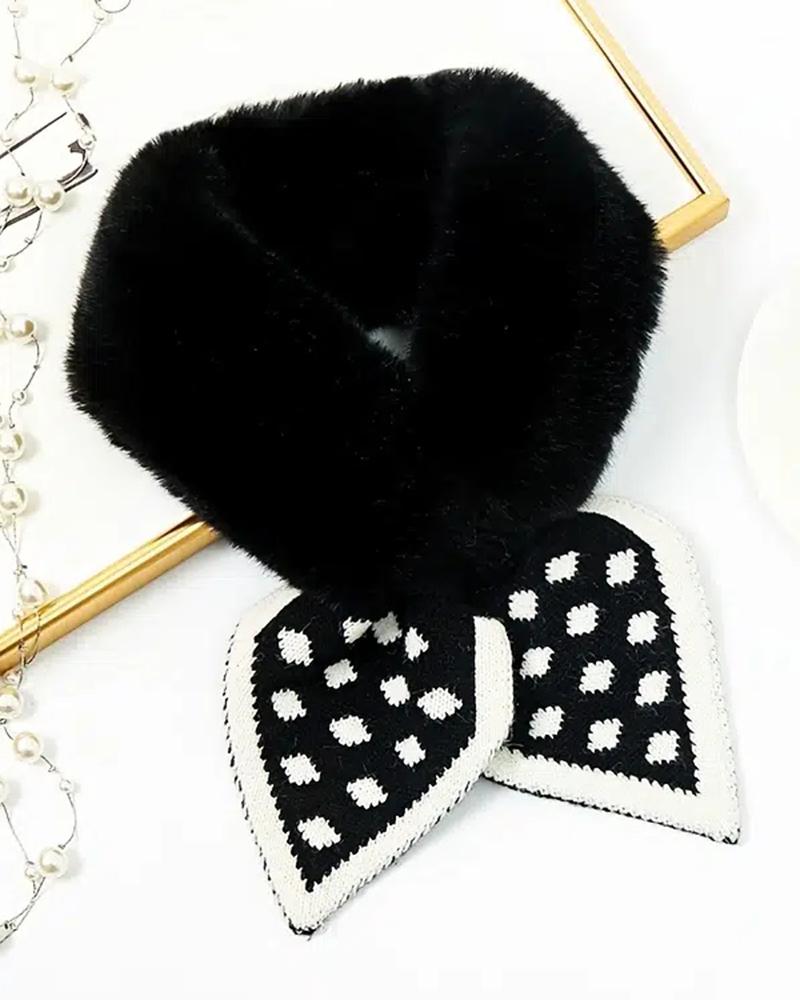 

Boy Girl Baby Cute Collar Child Warm Soft Fashion Plush Winter Fuzzy Scarf, Black