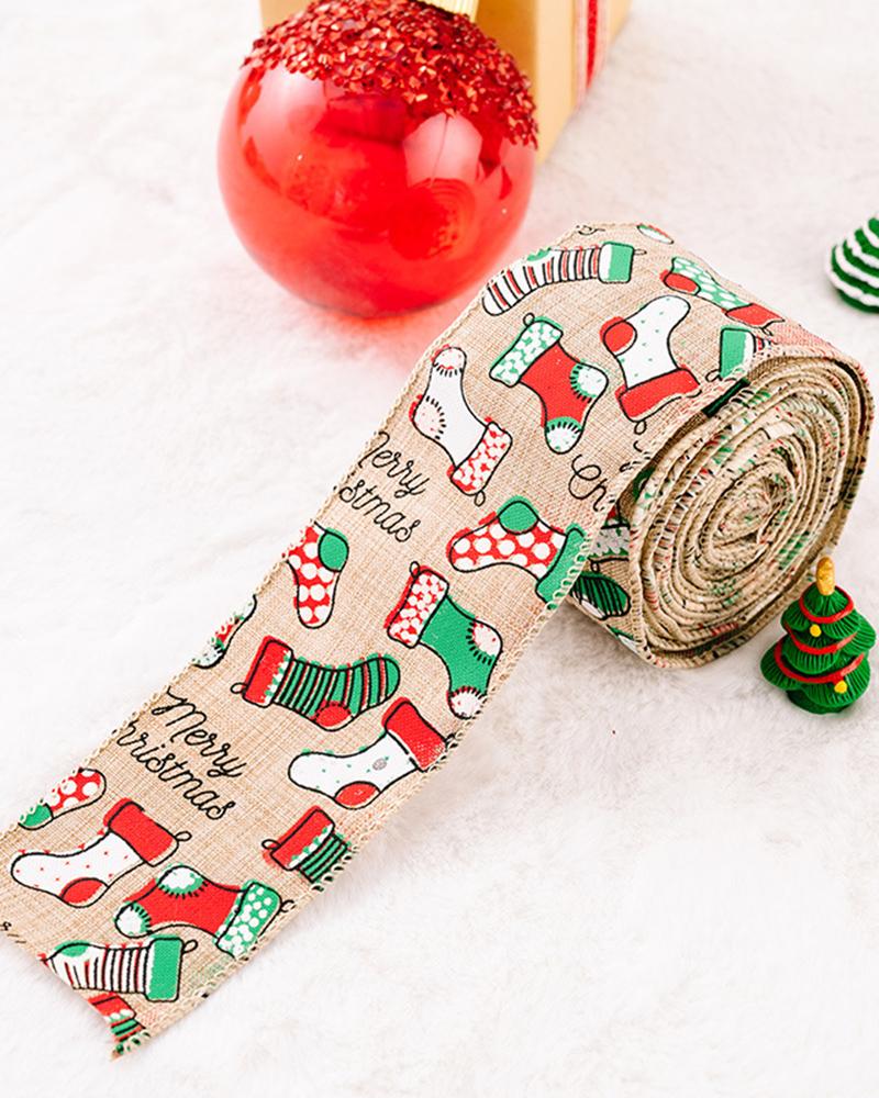 

Christmas Star Tree Letter Socks Pattern Gift Ribbon Decoration, Style1