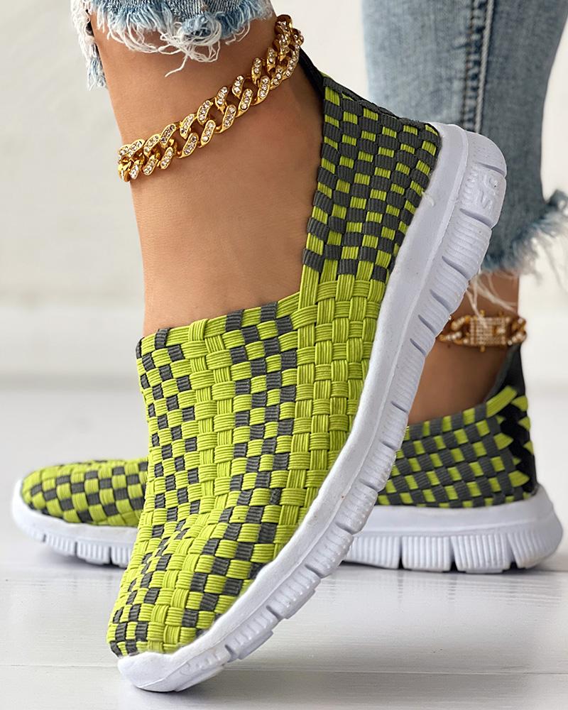 Plaid Braided Slip-on Sneakers