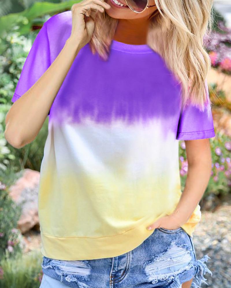 

Long Sleeve Ombre Colorblock Sweatshirt, Purple