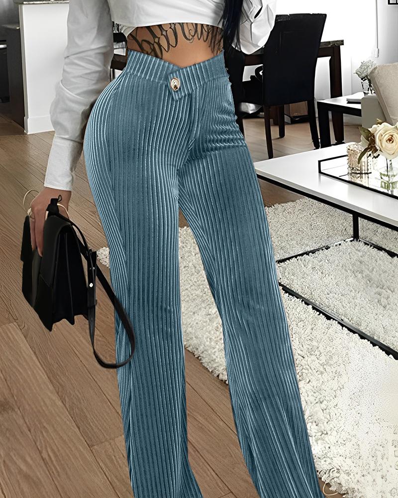 Pantalones de trabajo de pana con cintura superpuesta
