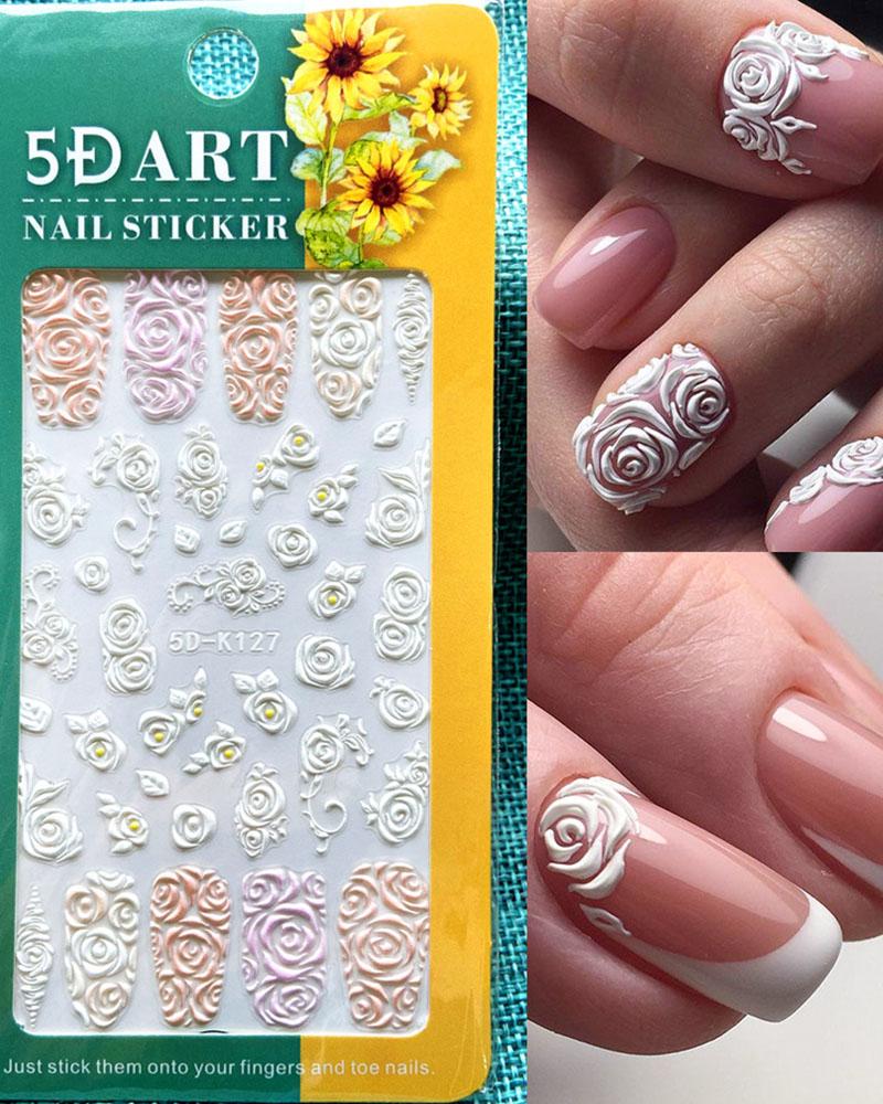 

1 Sheet Valentine's Day Floral Pattern Nail Art Sticker, Style2