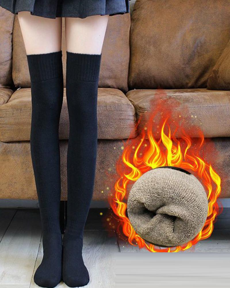 

1Pair Lined Over The Knee Thermal Socks, Black