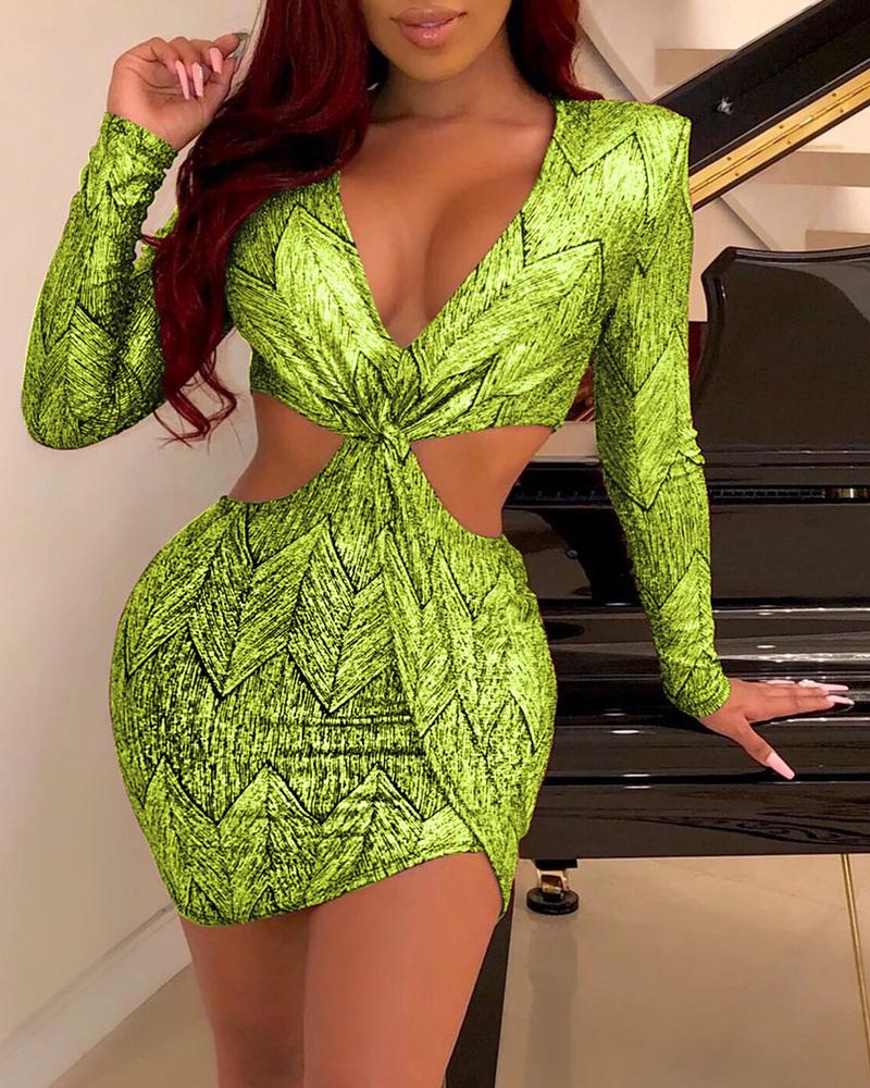 

Glitter Cut Out Detail Bodycon Dress, Green