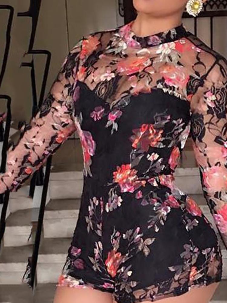 

Sexy Floral Print Backless Chiffon Jumpsuit, Multicolor