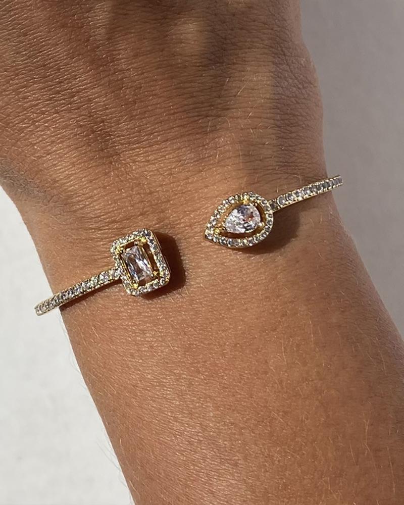 

Rhinestone Decor Geometric Pattern Bracelet, Gold