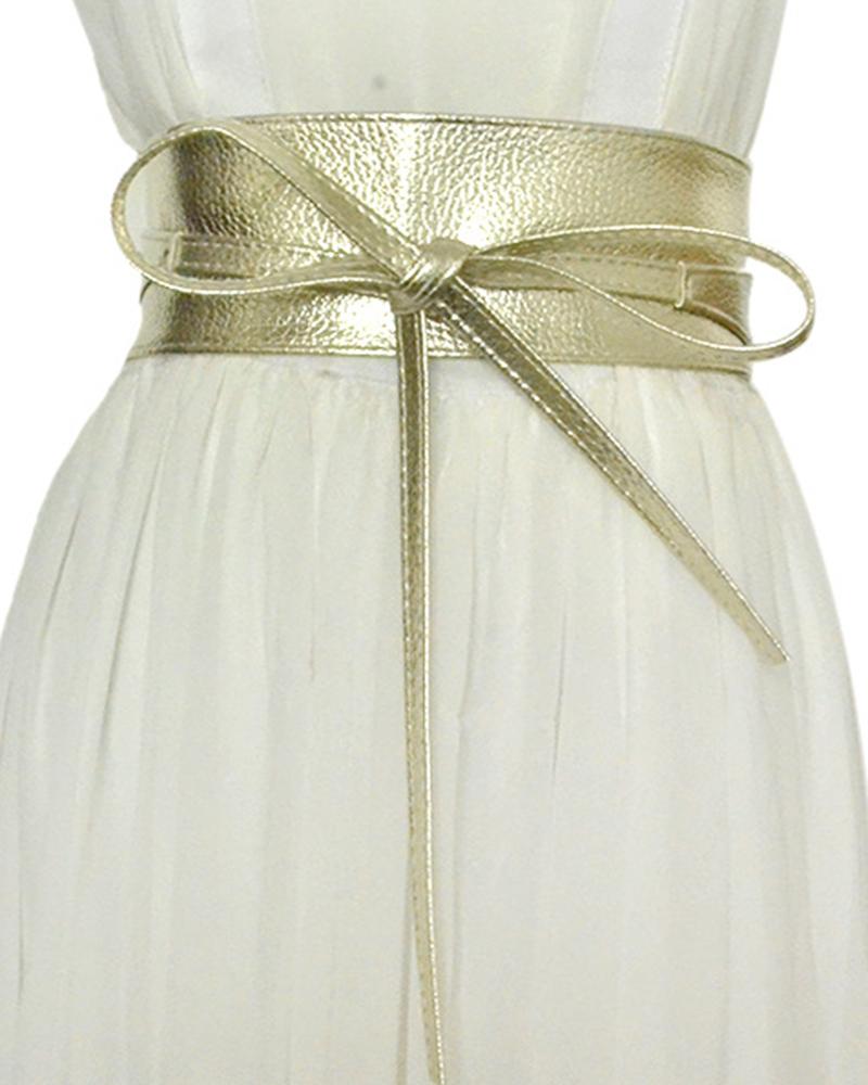 

Tied Detail Faux Leather Wide Corset Belt, Champagne