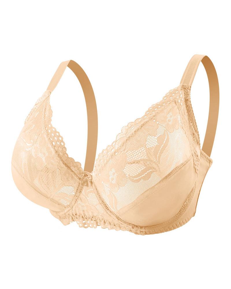 

Contrast Lace Push Up Bralette, Apricot