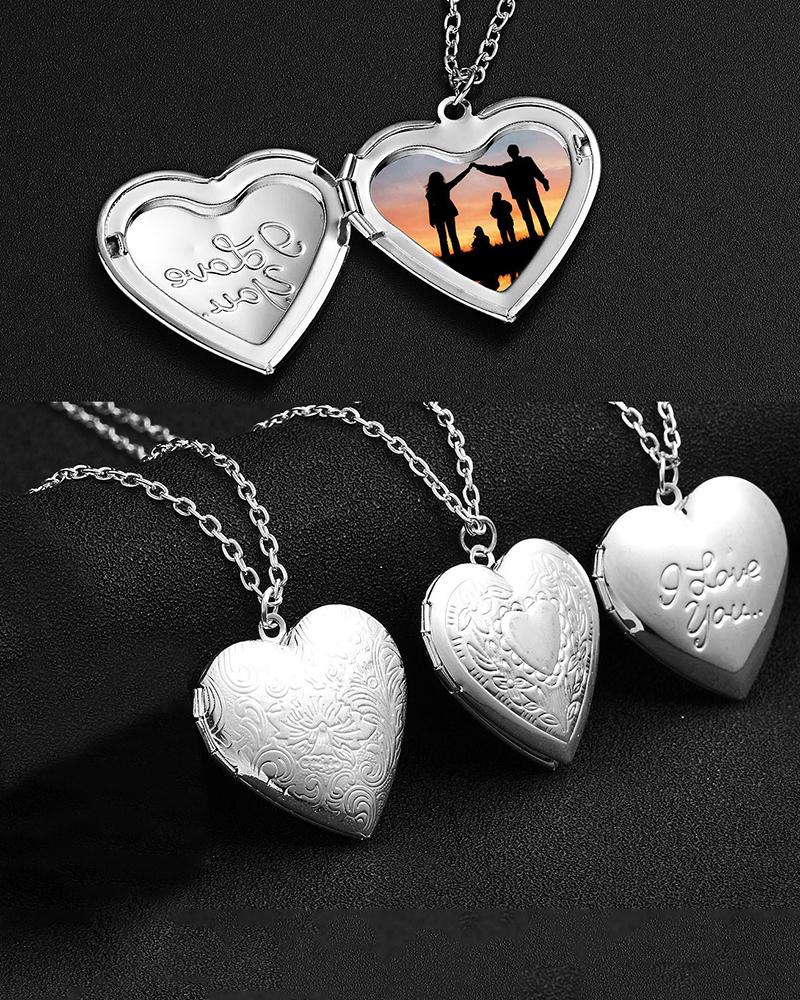 

1pc Heart Shaped Locket Pendant Necklace, Style1
