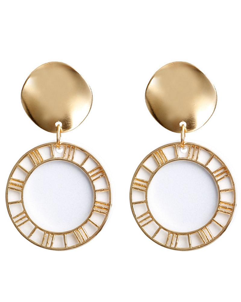 

1Pair Geometric Patten Vintage Dangle Earrings, White
