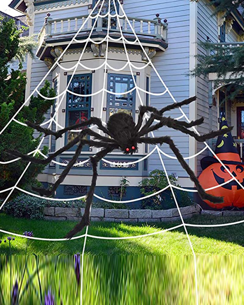 

Halloween 5m Spider Web For Indoor Outdoor Halloween Decorations Yard Home Costumes Parties Haunted House Decor, Black