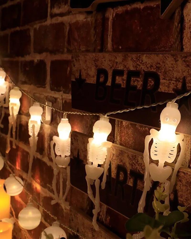 

Skeleton Skull Lights Halloween Skull Lights Decorations Battery Operated Halloween Party Lights for Indoor & Outdoor, Style1