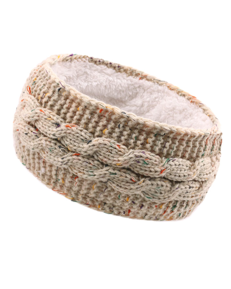 

Winter Ear Warmer Fleece Lined Cable Knit Headband Crochet Head Wrap Ear Band Covers Christmas Gift, Apricot