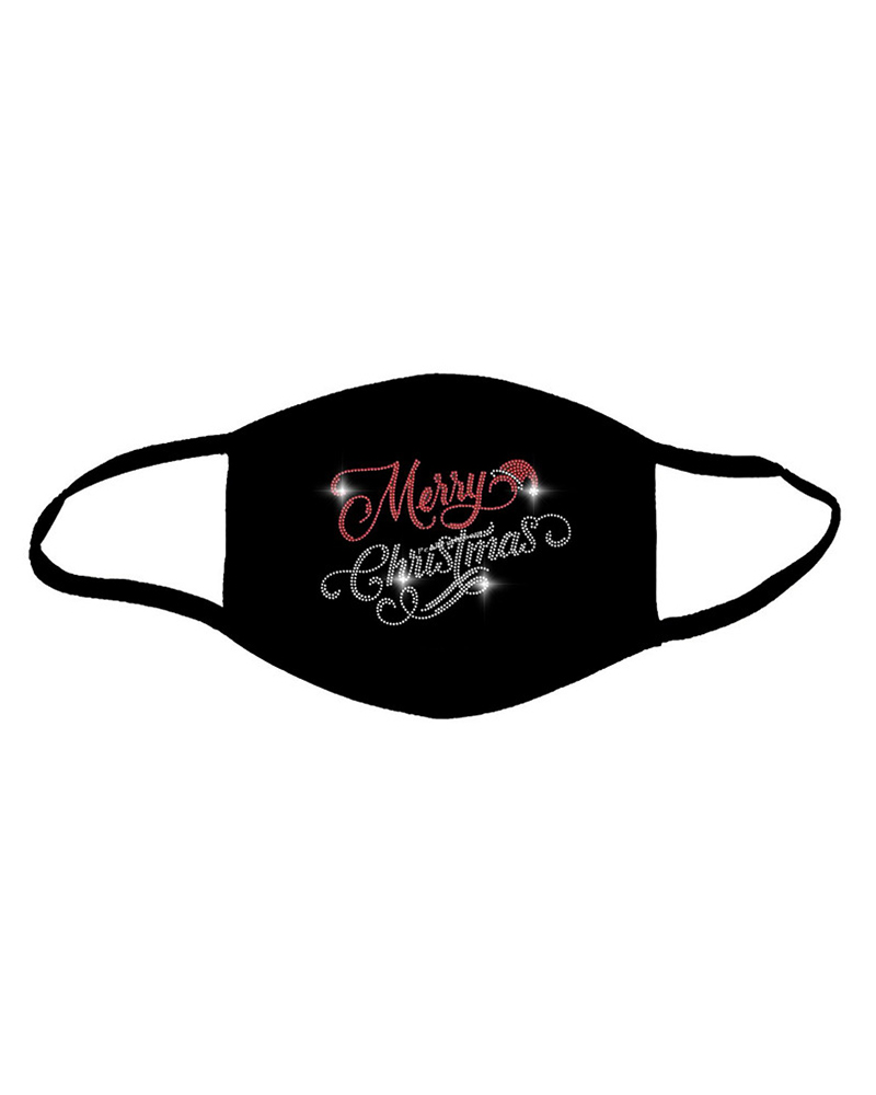 

Christmas Letter Pattern Studded Breathable Face Mask, Style11