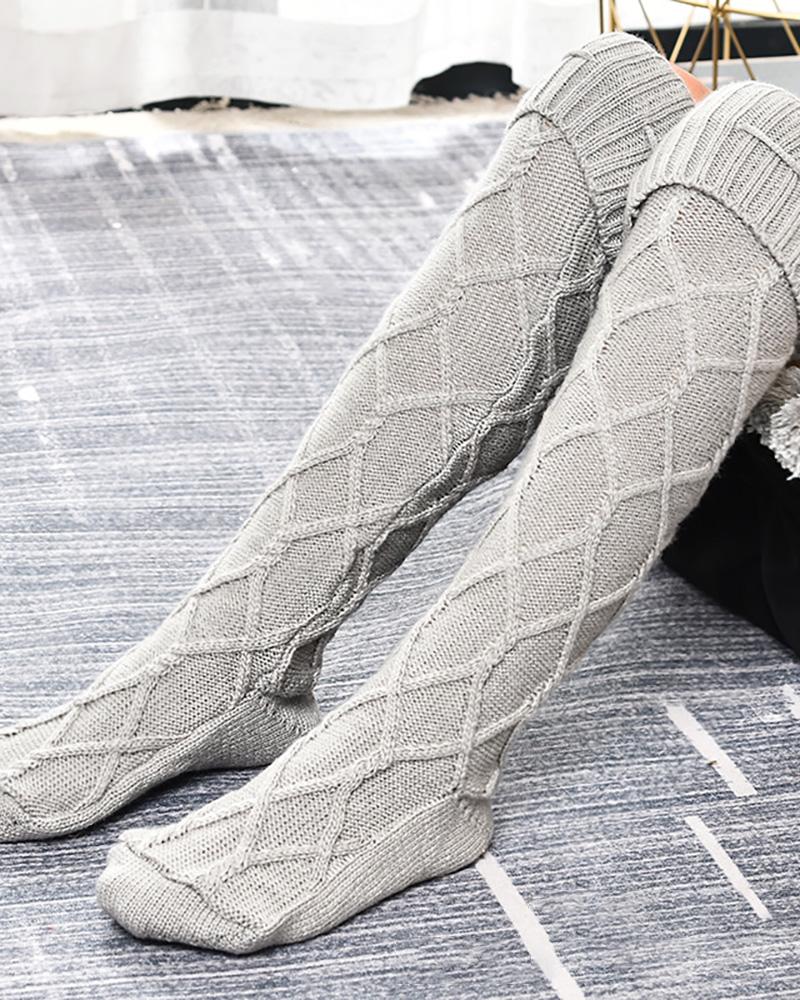 

1 par de calcetines hasta la rodilla trenzados con pompones, Gray