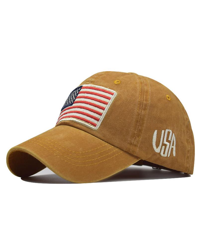 

Independence Day USA Flag Embroidery Baseball Cap, Yellow