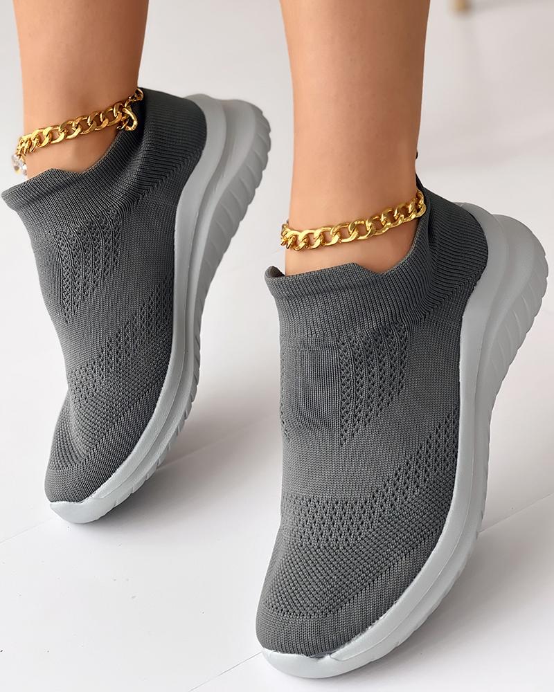 

Breathable Knit Slip-on Sneakers, Gray