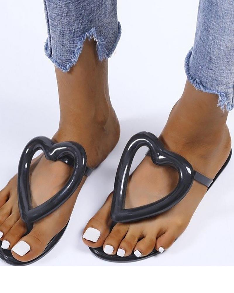

Heart Shaped Toe Post Flip Flops, Black