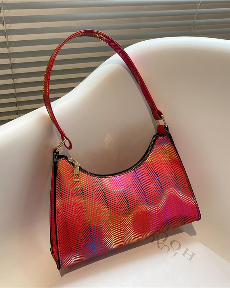 

Tie Dye Print Zipper Design Handbag, Red