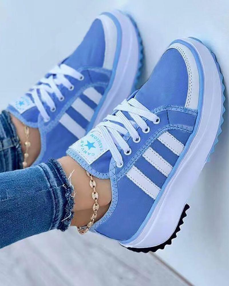 

Lace-up Eyelet Colorblock Sneakers, Blue