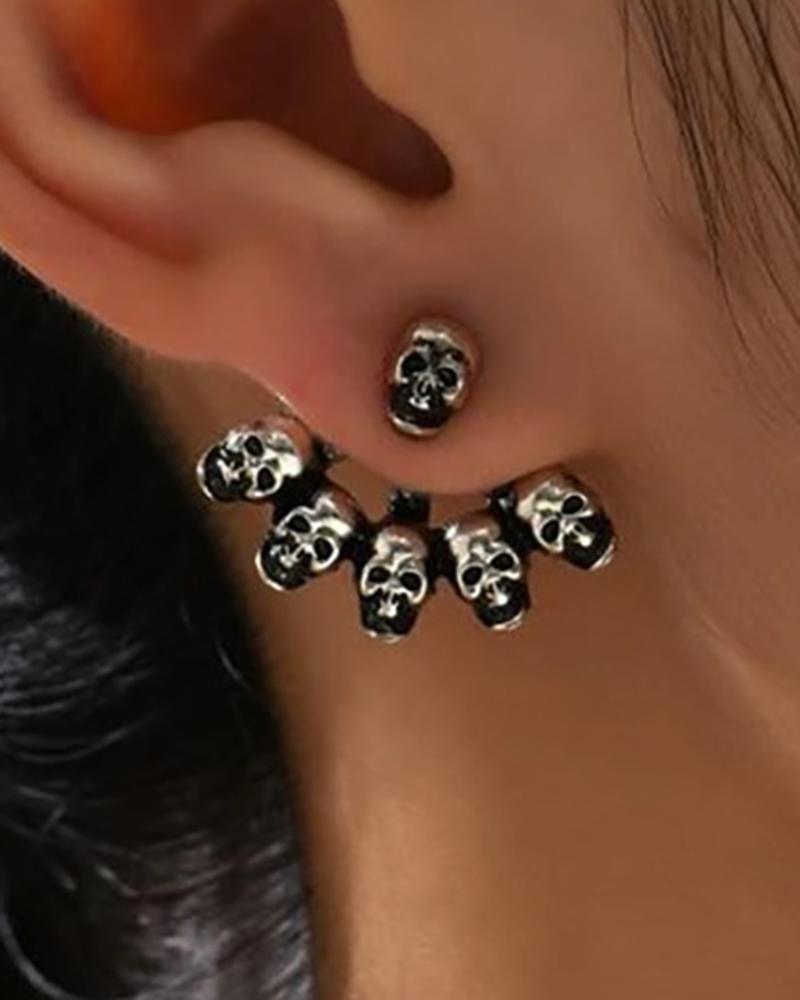 

1Pair Halloween Skull Funny Earrings, Silver