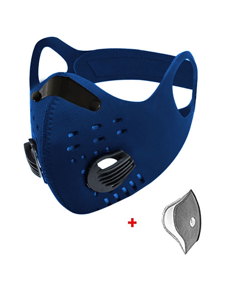 

Ear Loop Breathing Washable 2 Valves Face Mask（1 fliter as gift）, Blue