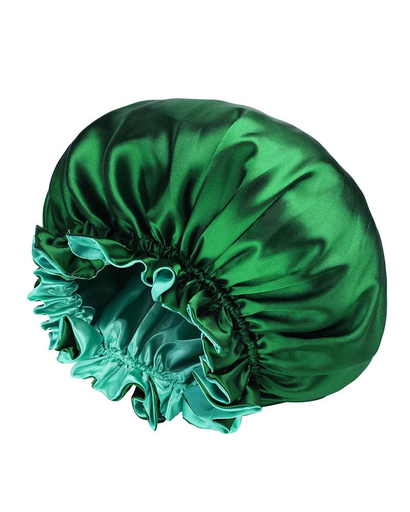 

Ruffle Trim Satin Hair Bonnet, Green