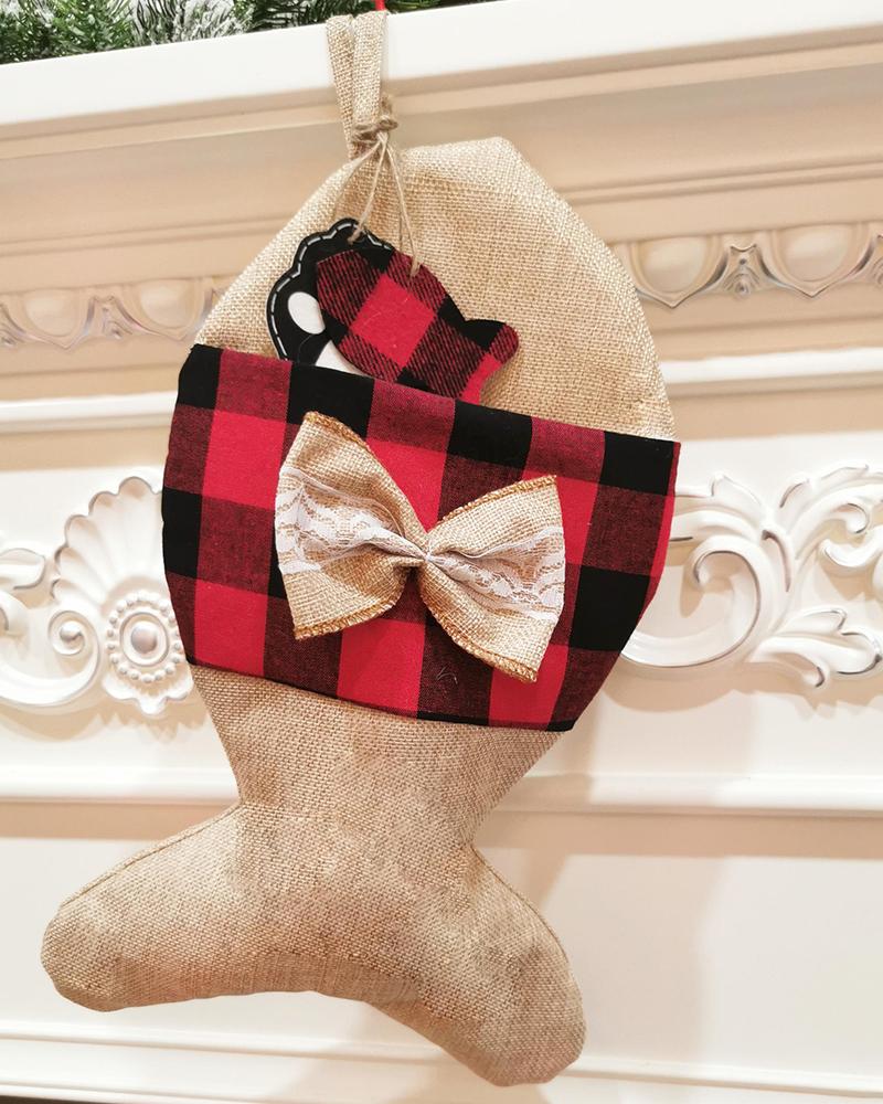 

1PCS Christmas Plaid Socks Ornaments, Style4
