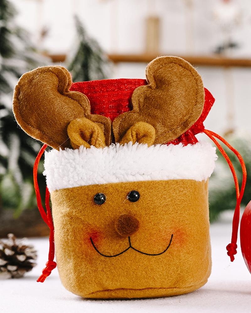 

1pc Christmas Drawstring Gift Bag Mini Candy Bag Kids Gift Treat Sack Favor Bag Christmas Holiday Party Supplies, Style3