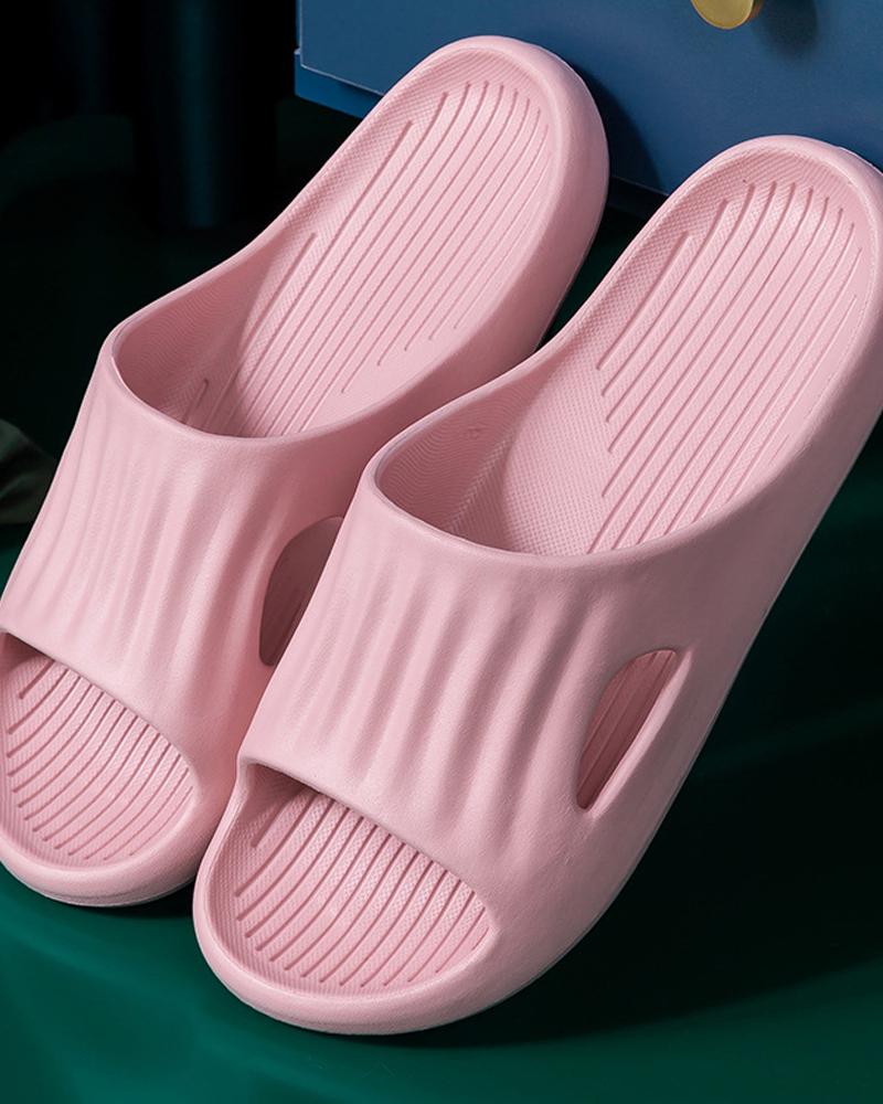 

Solid Open-toe Platform Slippers, Pink