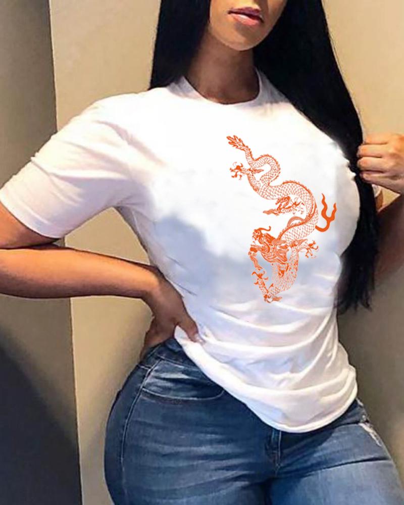 

FU Characters Retro Patterns Print Short Sleeve T-shirts, Style1