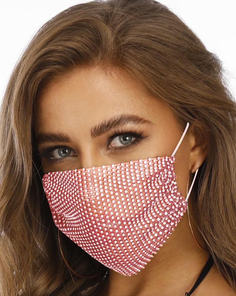 

Rhinestone Breathable Mouth Mask Washable And Reusable, Pink